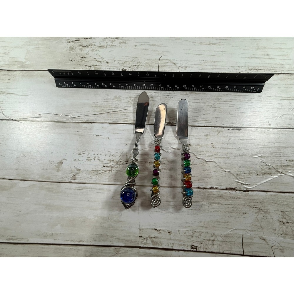 Artisan Wire Wrapped Bead Cheese Spreader Set Stainless Steel‎ Rainbow 3pc